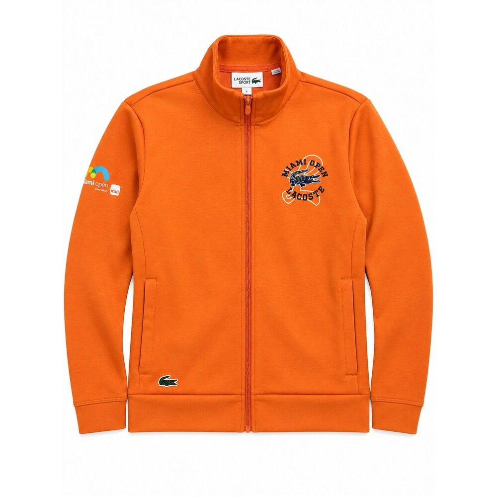 Lacoste Miami Open 2024 SH8386 Men's S Orange Full Zip Tennis Sweatshirt EUC